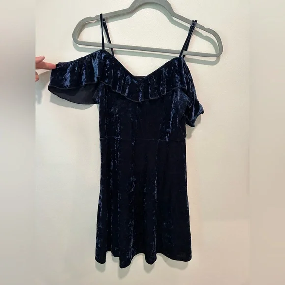 american eagle navy blue dress American Eagle Blue Floral Print Short Sleeve Dress- Size XXL  The Saved  Collection